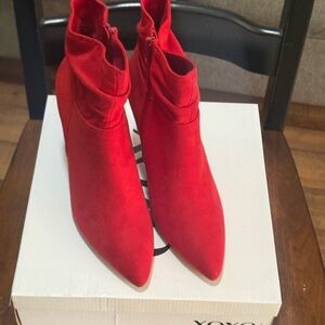 XOXO Bold Red Ankle Booties